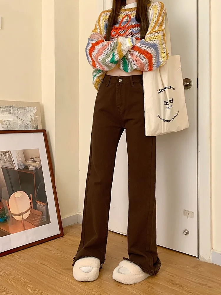 Женские винтажные джинсы-клеш длинные расклешенные брюки на пуговицах весна 2023