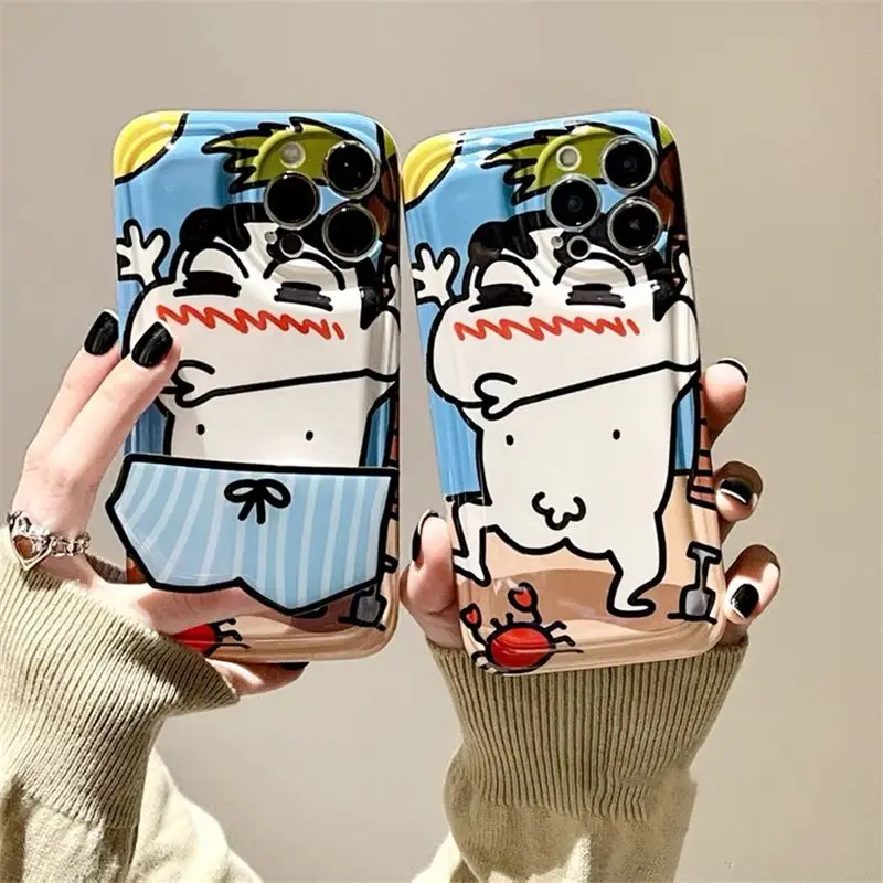 

Cartoon Funny Cute Phone Case Crayon Shin-Chan Suitable for Iphone 11 Xr 12/13Promax Xs 8Plus 7P Silicone Tape Holder
