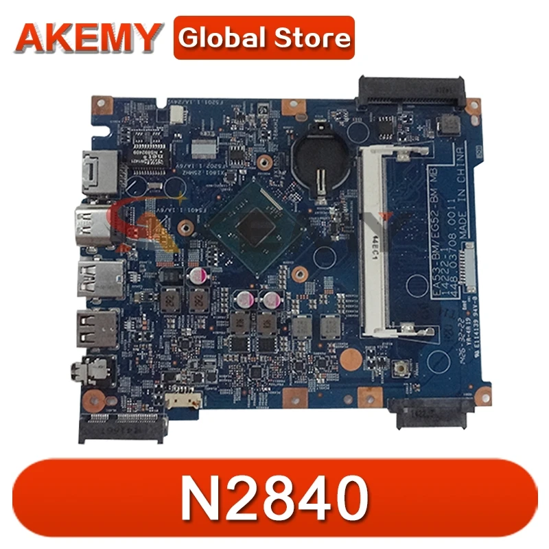 

Akemy Laptop motherboard For ACER Aspire ES1-512 Celeron N2840 Mainboard NBMRW1100 14222-1 SR1YJ DDR3