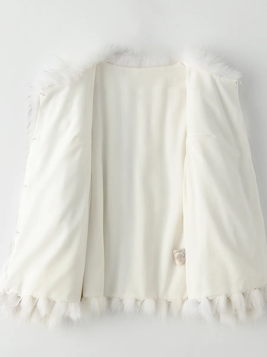 Fox Hair Woven Fur Coat Women's Short Fall Winter 2022 New Fashion leisure Strip Ruffle