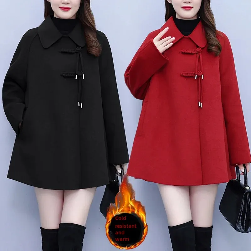 Осенне-зимняя свободная модная винтажная куртка средней длины стройнящее пальто