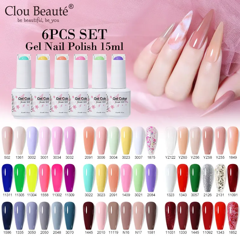

Clou Beaute Gel Nail Polish Kit Set vernis semi permanent lakiery hybrydowe Nail Glue White Gellak UV Gel Soak Off Nail Gel