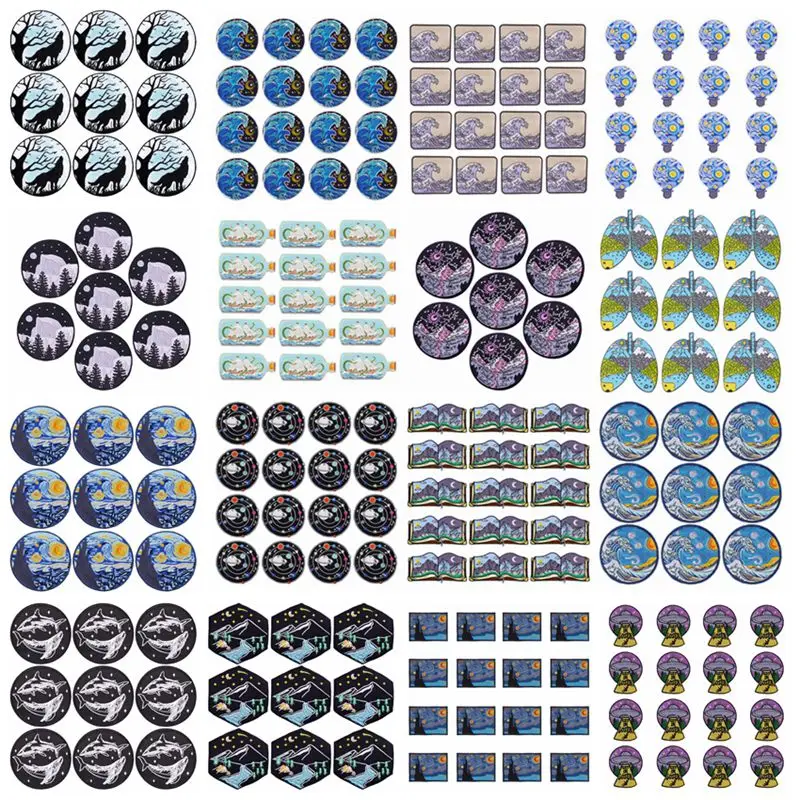 

Prajna 10PCS Nature Outdoor Embroidered Patches On Clothes Adventure Waves Applique Van Gogh Iron On Patches For Clothing Badges