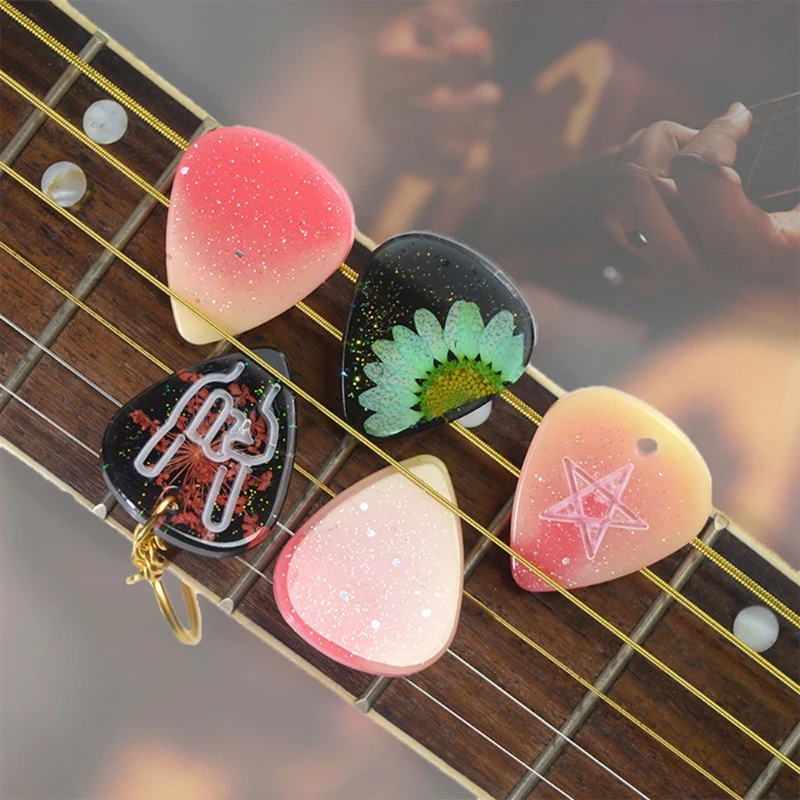 

Guitar Picks Resin Mold Pendant DIY Handmade Craft Musical Instrument Decorative Plectrums for Acoustic Guitars Bass