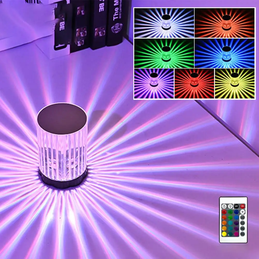 

Led Crystal Table Lamp 3/16 Colors Rechargeable Romantic Diamond Lamp Bedroom Bedside Night Light