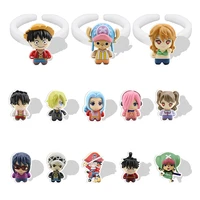 bandai japanese one piece cartoon role luffy sanji nami resizable ring white ring resin epoxy ring party accessories ring qhy239