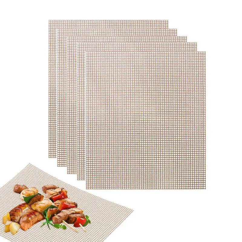 Сетчатый коврик для гриля 16x12 дюймов, для гриля на открытом воздухе, 5 шт., антипригарный сетчатый коврик, коврик для гриля на открытом воздухе, многоразовый коврик для барбекю