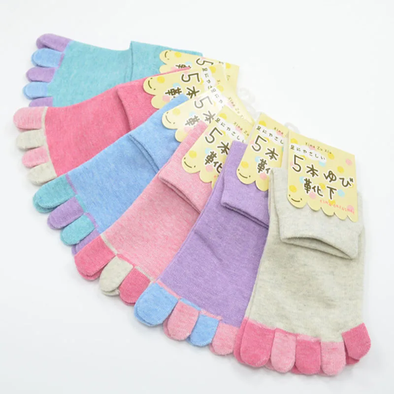 1pairs Women Toe Socks Fashion Breathable Sports Running Short Ankle Crew Sock Candy Colors Cute High Quality Comfortable Sox