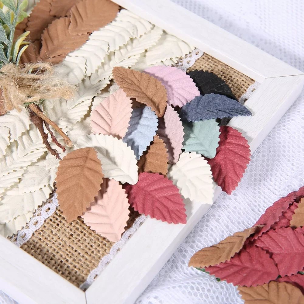 

50/100Pcs Tree Leaf Artificial Flower Leaves For Home Wedding Decoration 2022 Fall Wreath Garland Bookmark Decor DIY Accessories