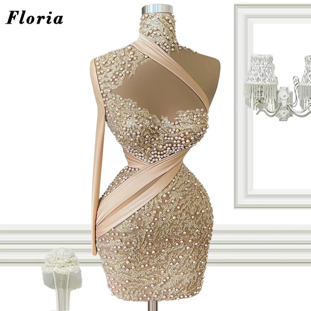 

Женское коктейльное платье с жемчугом, короткое вечернее платье