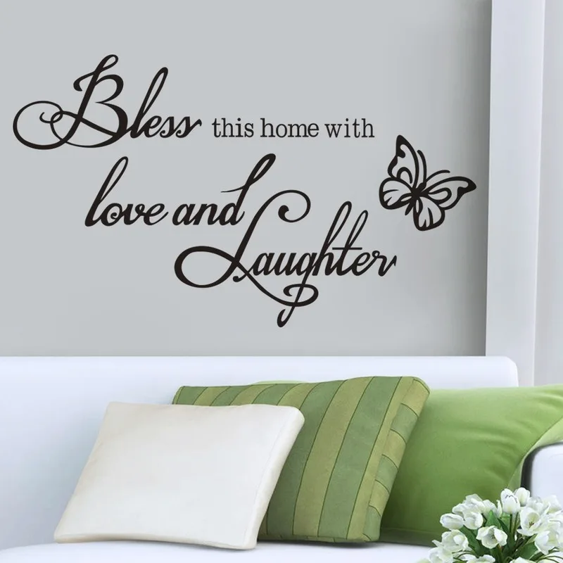 

Wall Decor Butterfly Proverbs Removable Love and Laugh Decoration Sticker Bedroom Decor
