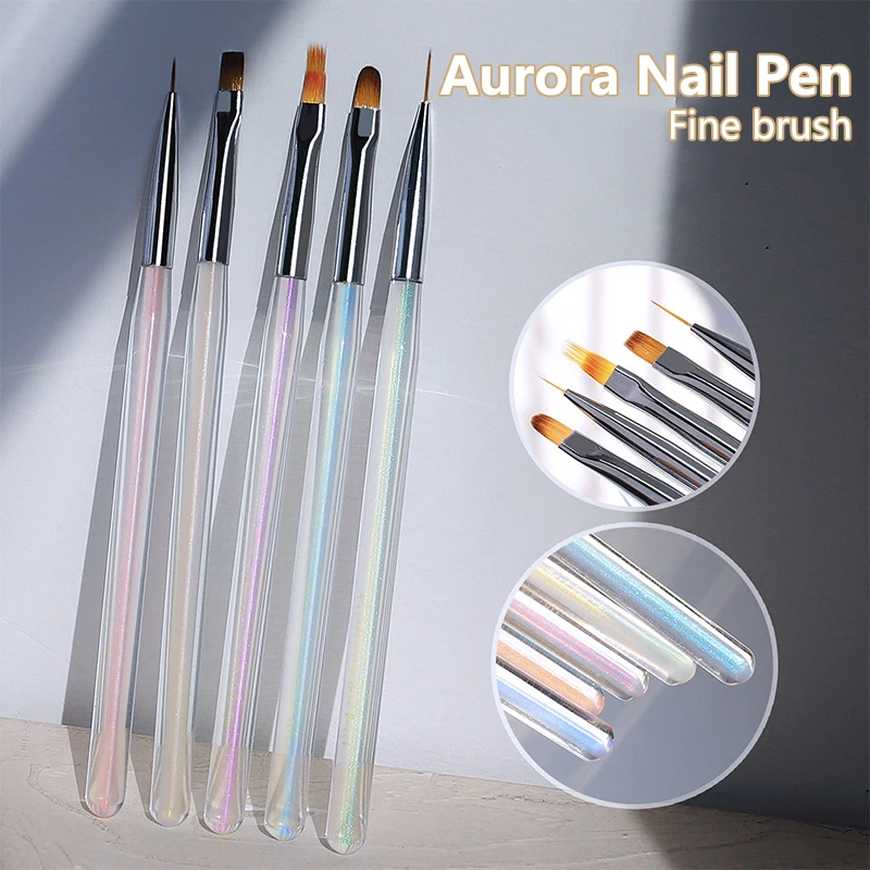 

1Pcs Acrylic French Stripe Nail Art Liner Brush 3D Tips Manicuring Ultra-thin Line Drawing Pen UV Gel Brushes Painting Tools