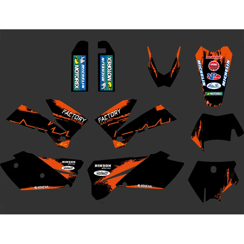 Orange &Black NEW TEAM GRAPHICS&BACKGROUNDS DECALS STICKERS Kits FOR KTM SXF MXC SX EXC Series 2005 2006 2007