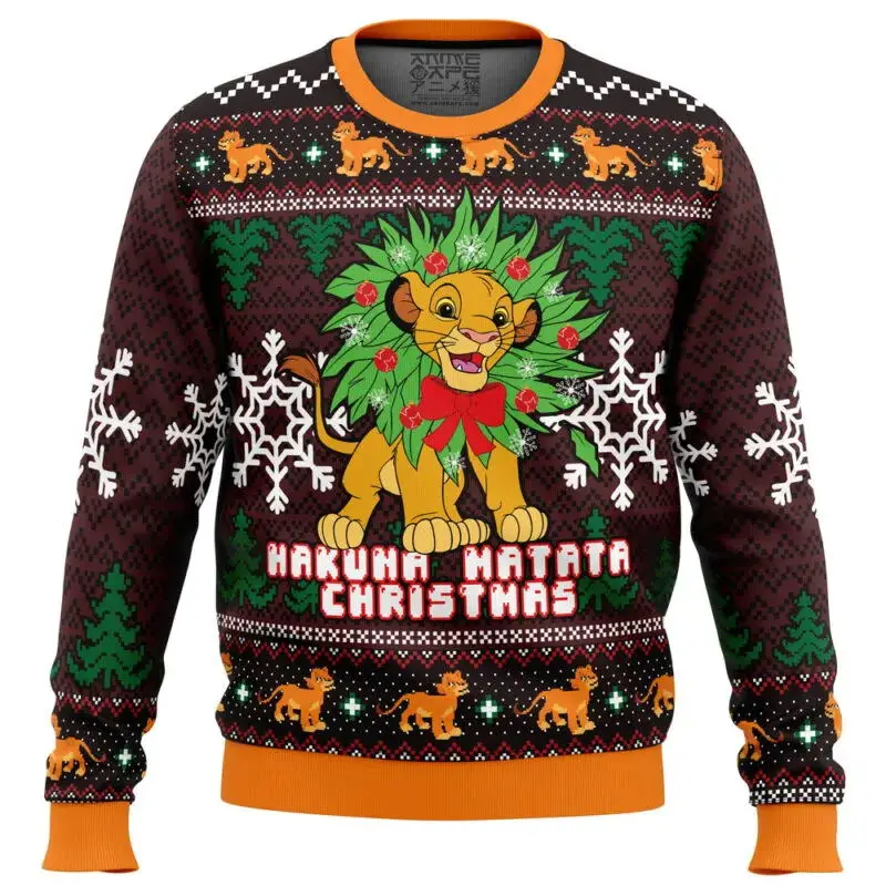 

Young Simba The Lion King Ugly Christmas Sweater Gift Santa Claus Pullover Men 3D Autumn And Winter Sweatshirt