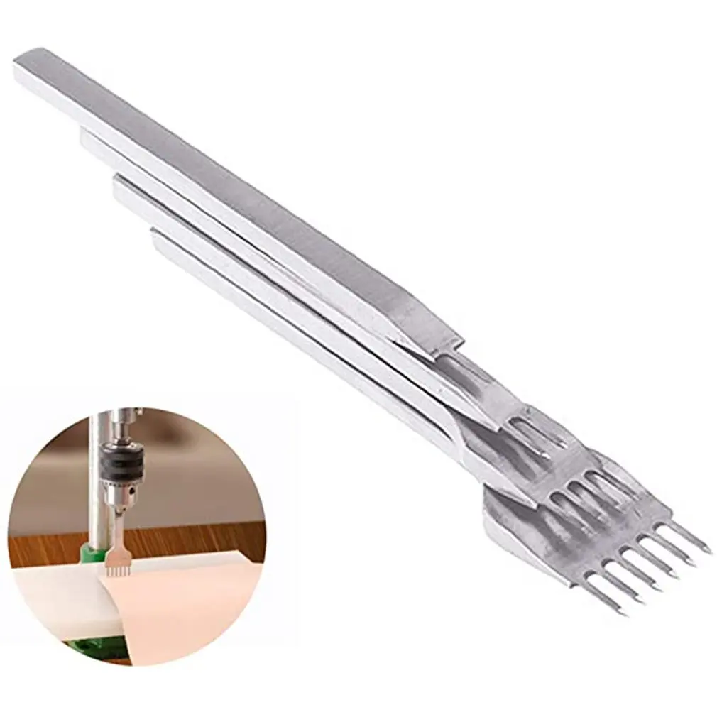 Leather Craft Tool Hole Punches White Steel 1/2/4/6 Prong DIY Diamond Lacing Stitching Punch Chisel Set Kits | Инструменты