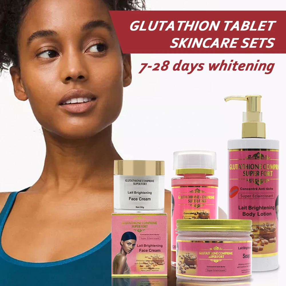 Glutathion Rose Super Brightening Skincare Set For Caramel Skin Removes dark spots Even Skin Tone More Radiant Whitening Skin