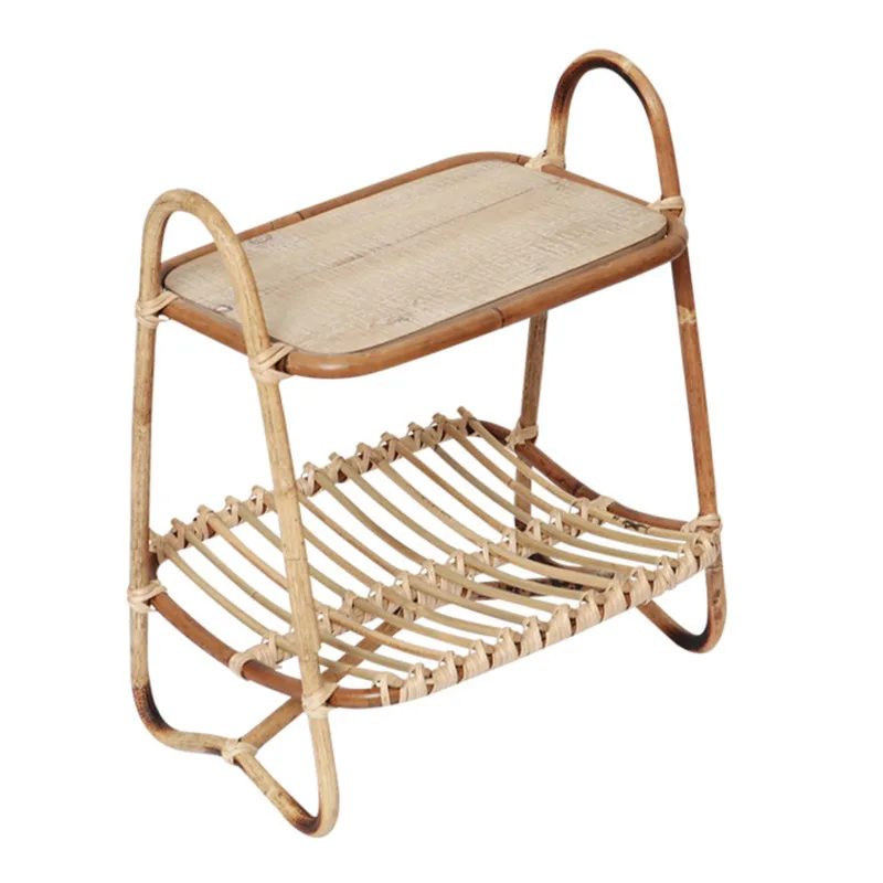 

Боковой столик из ротанга в современном минималистичном скандинавском стиле, Маленький журнальный столик для гостиной, угловой столик для ...