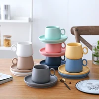 coffee cups with tray porcelain tea matte ceramic saucers mug macaron home coffee cups home supplies pak5