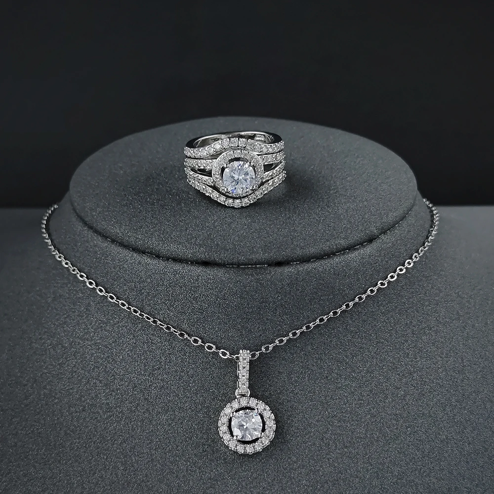 2pcs Pack Two Gift Real Silver Color Bride Jewelry Engagement Wedding Bridal for Brides Ring African Dubai Sets J6290 - купить по