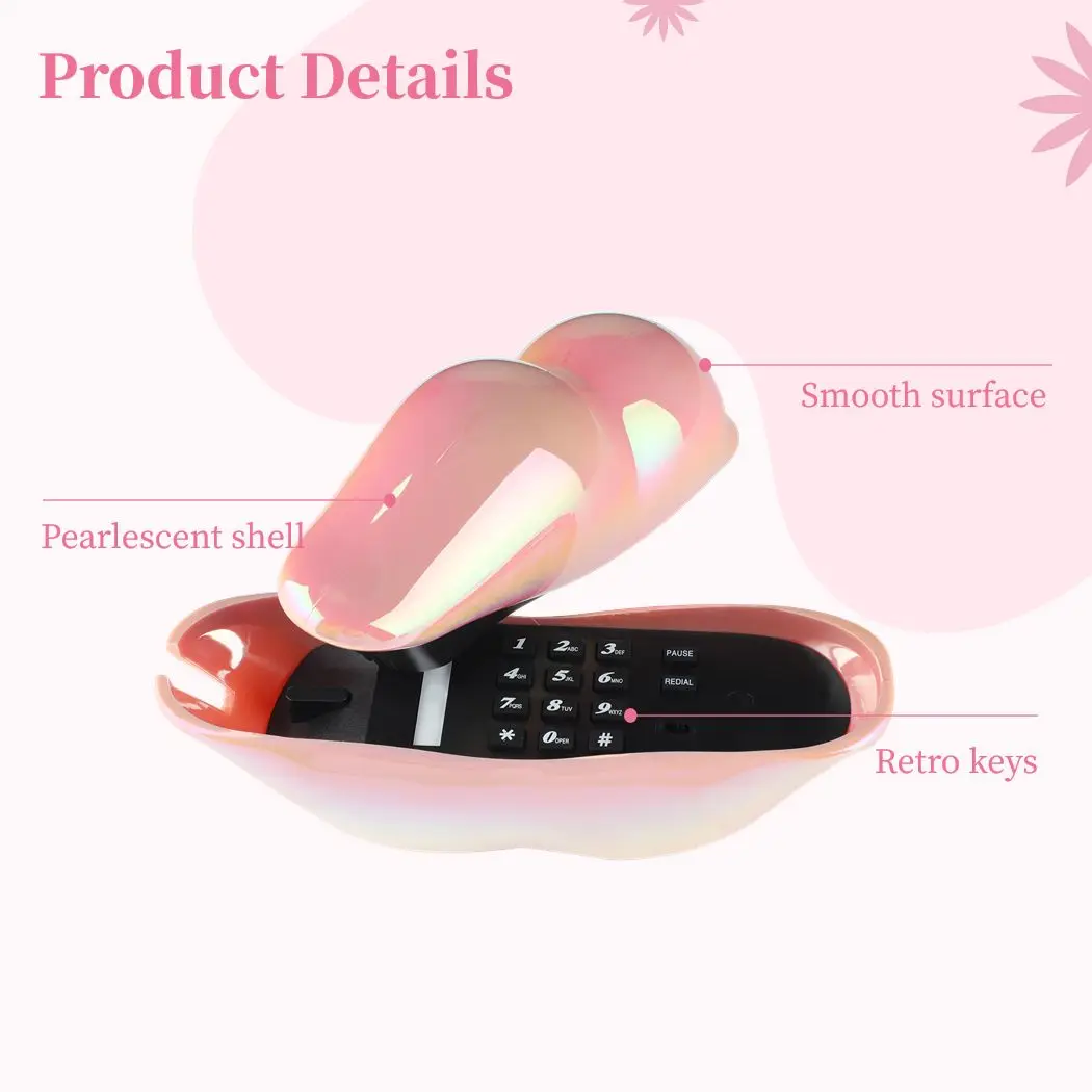 Розовый проводной телефон для губ забавная декоративная новинка стационарный