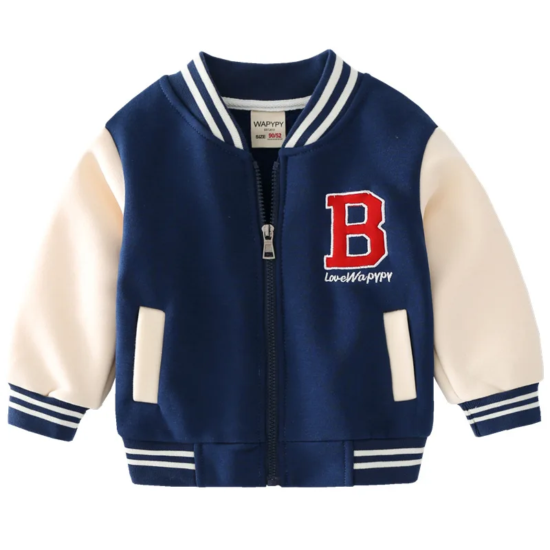 Autumn Jackets For Boys Clothes Children Letter Baseball Uniform Coats Boys Outerwear Spring Kids Warm Fleece Jacket 2-6 Years