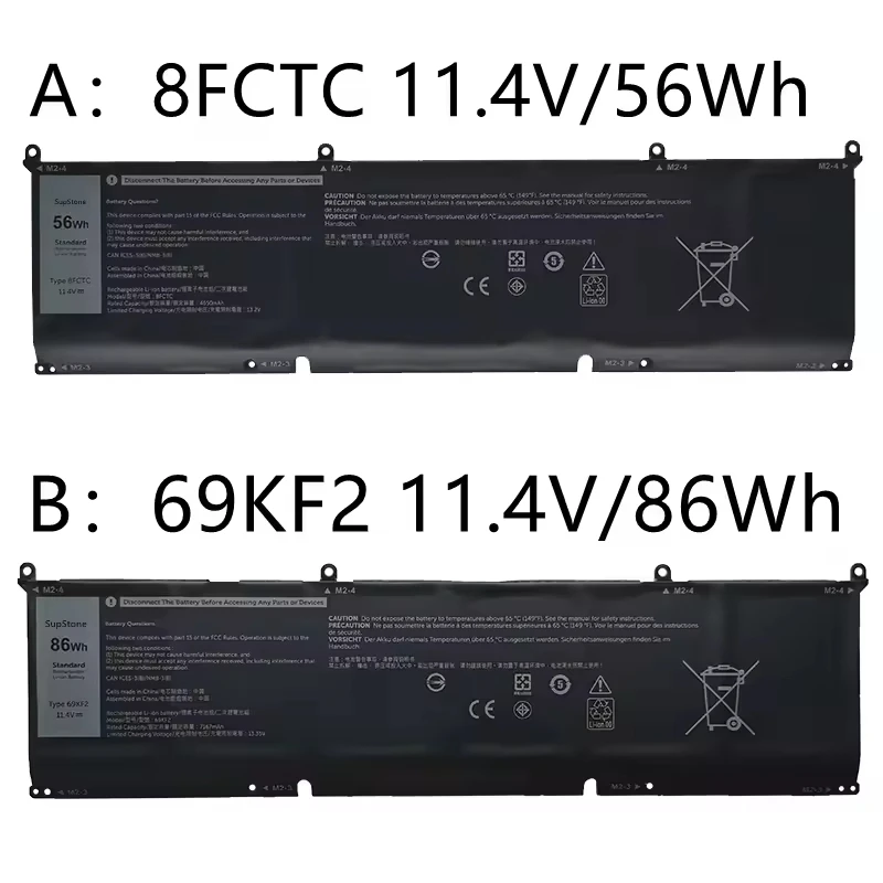 Аккумулятор для ноутбука 69KF2 70N2F M59JH 8FCTC XPS 15 9500 9510 9520 9530 Precision 5550 5560 G15 5510 5511 5520 5515 5521 G7