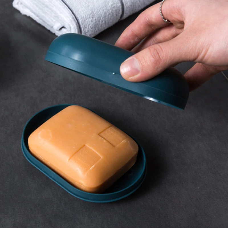 

Portable Sealed Soap Box Oval Plastic Soap Storage Container With Cover Candy Color Travel Dish Home Bathroom Supplies
