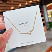 stainless steel butterfly bowknot pendant necklace for women fashion luxury zirconia choker necklaces female jewelry gifts