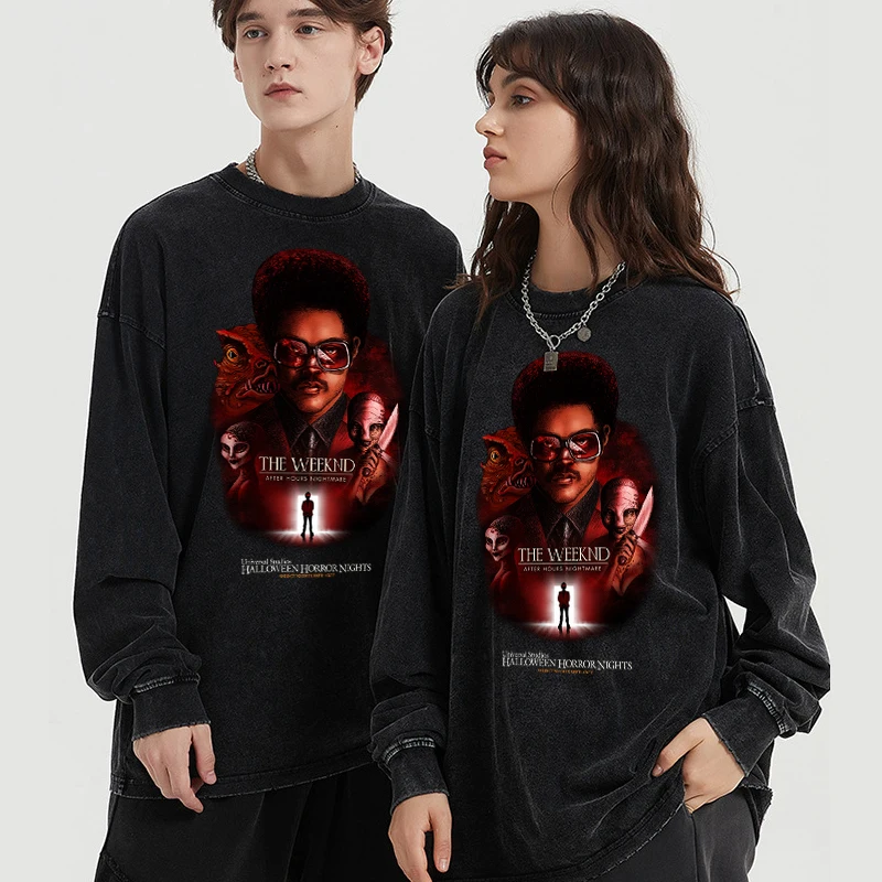 

Футболка Weeknd с принтом унисекс, Модный повседневный топ с цифровым принтом, прямой графикой, в стиле хип-хоп, хлопковая с вареным принтом и д...