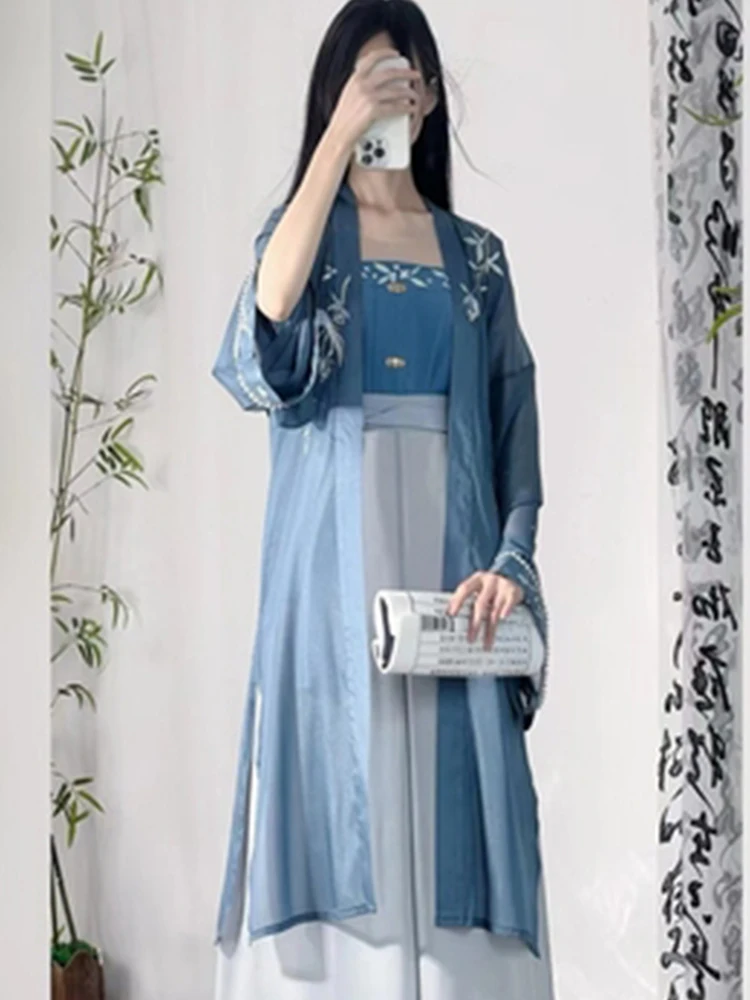 

Оригинальный комплект Hanfu из 3-х предметов, костюм из древнего китайского фарфора, женское танцевальное платье, платье для выпускного вечера, летнее зеленое платье Hanfu