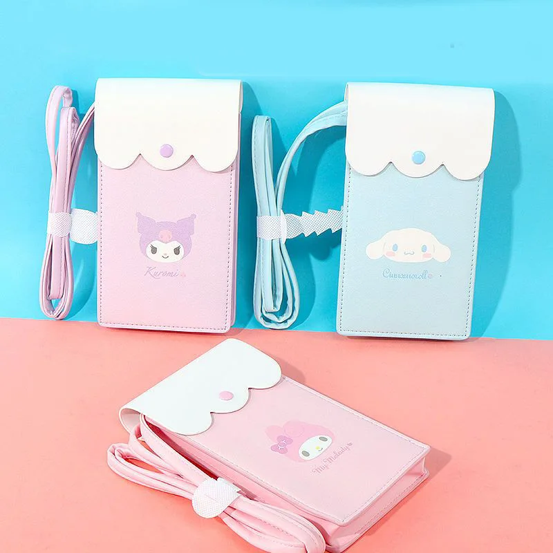 

Sanrio Mymelody Kuromi Cinnamoroll Kawaii Mobile Phone Protection Bag Going Out Diagonal Small Bag Coin Purse Mini Storage Bag