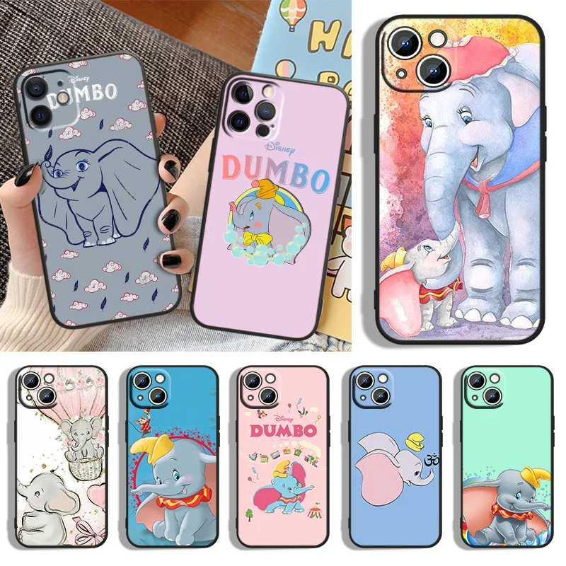 

Disney Dumbo Cartoon Phone Case For Apple iPhone 14 13 12 11 XS XR X 8 7 6 6S 5 5S SE Pro Max Plus mini Black Cover