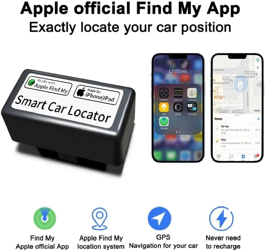 Мини-GPS-локатор OBD для автомобиля работает с приложением Apple Find My