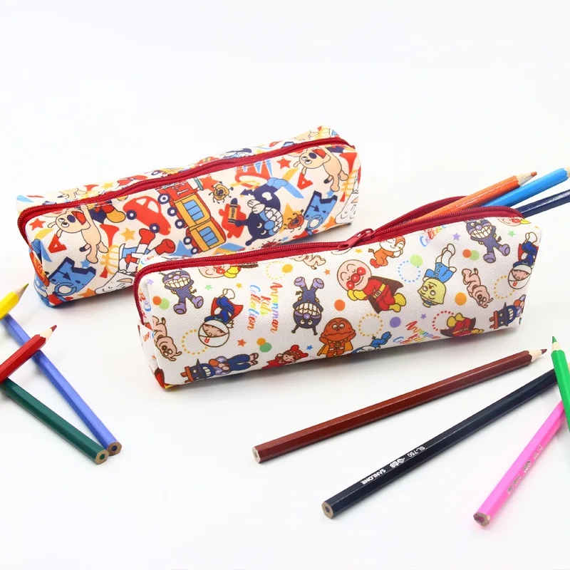 Anpanman Pencil Bag Boy Girl Cute Cartoon Canvas Zipper Large-capacity Student Stationery Bag Simple Pencil Case Storage Bag