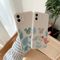jome cartoon leaves flower phone cases for iphone 12 13 11 pro max 12 mini camera protective cover iphone xr x xs max 7 8 plus