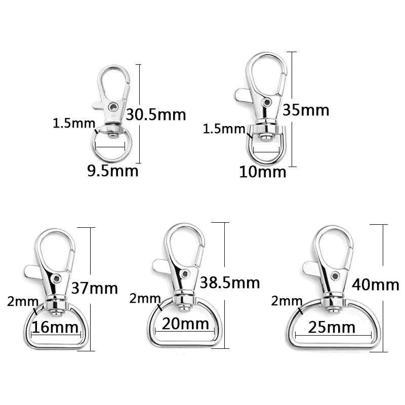 5 шт. поворотные застежки 10-25 мм с D-образным кольцом