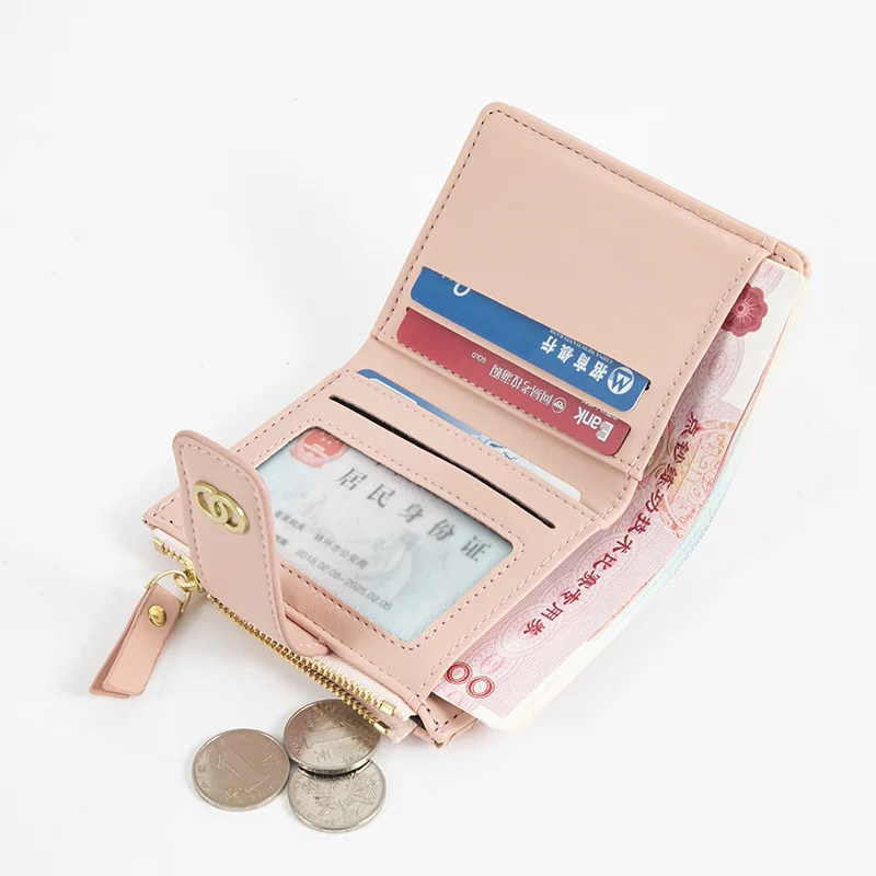 Wallet women's short 2022 new Korean buckle women's wallet multi card position student style zero wallet zipper card bag