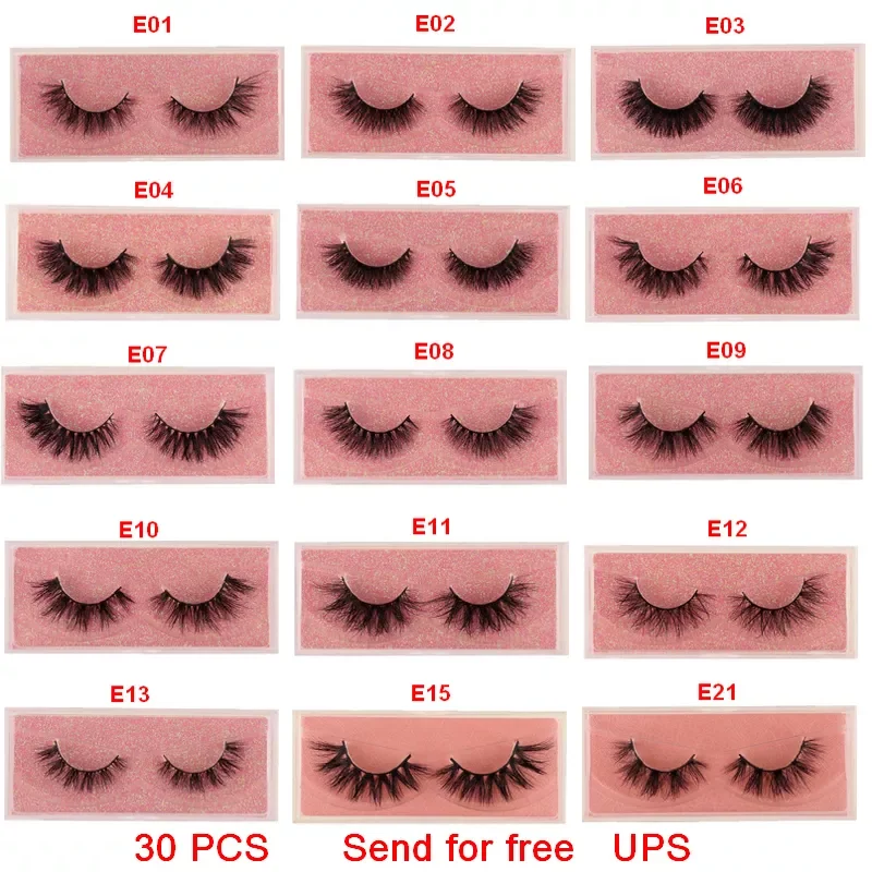 30 PCS UPS Mink Eyelashes 3D Mink 100% Cruel Eyelashes Handmade Natural Reusable Small Eyelashes False Eyelash Makeup Eye