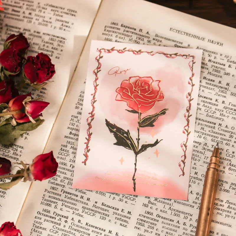 

60Pc Vintage writable paper bronzing Rose poetry Memo Pad Journal Retro Material Creative Note DIY Scrapbooking Album Decoration