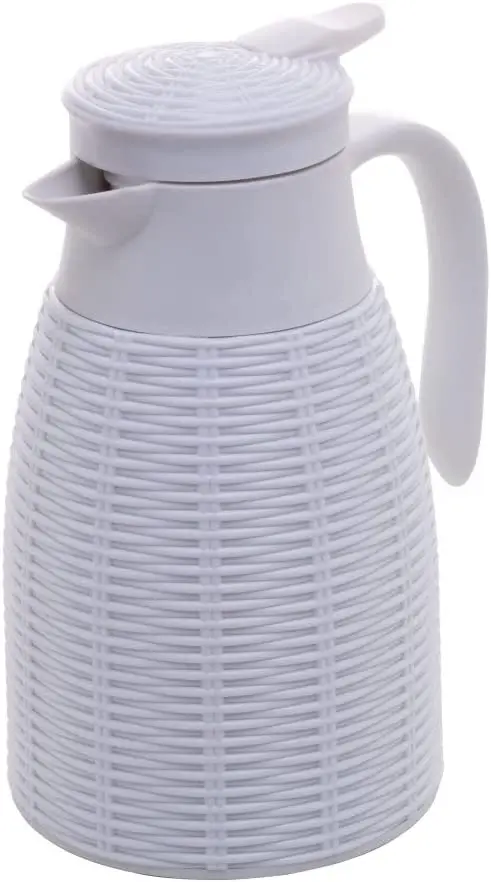 

White Rattan Plastic Thermal Bottle 1L - Office Thermos Bottle Insulation Kettle Hot Water Thermos Pot