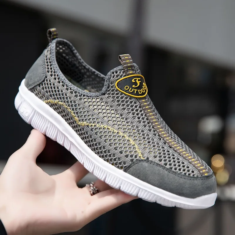 

Кроссовки мужские сетчатые без шнуровки, дышащие легкие лоферы, повседневная обувь, лето