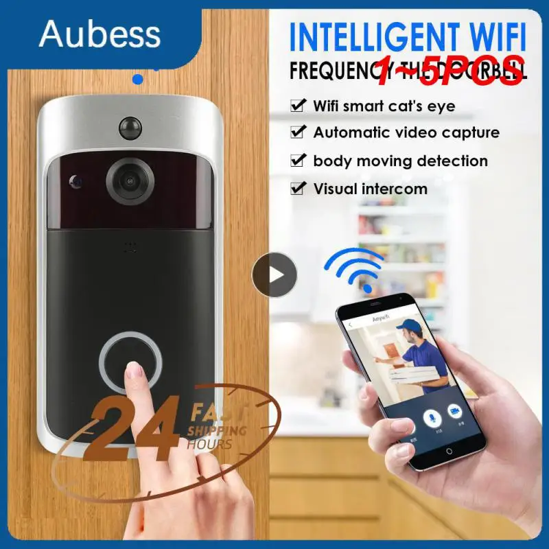 

1~5PCS Smart Wireless WiFi Ring Doorbell Security Intercom Video Camera Door Bell Chime Smart Cat'S Eye Security Intercom Video