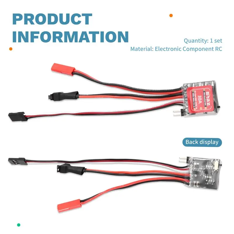 Фото A49K-2X Micro-ESC 30A, электронный регулятор скорости для коллекторных двигателей, 2S 4-8В, для DIY миниатюрных радиоуправляемых моделей 1/16, 1/18, 1/24 (автомобили, лодки, танки), с разъемом JST №4