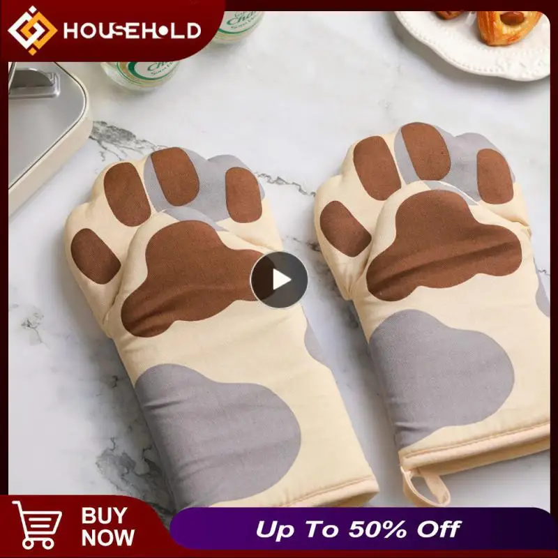 

Anti-scald Gloves Cotton Oven Mitts Heat Resistant Insulation Oven Glove For Barbecue Cooking Baking Baking Supplies Long