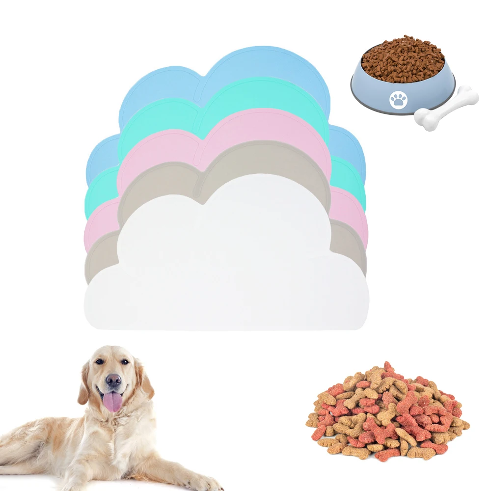 

Pet Silicone Mat Waterproof Cute Cloud Placemat Dog Feeding Solid Color Pad Cat Easy Washing Food Drinking Water Pets Supplies