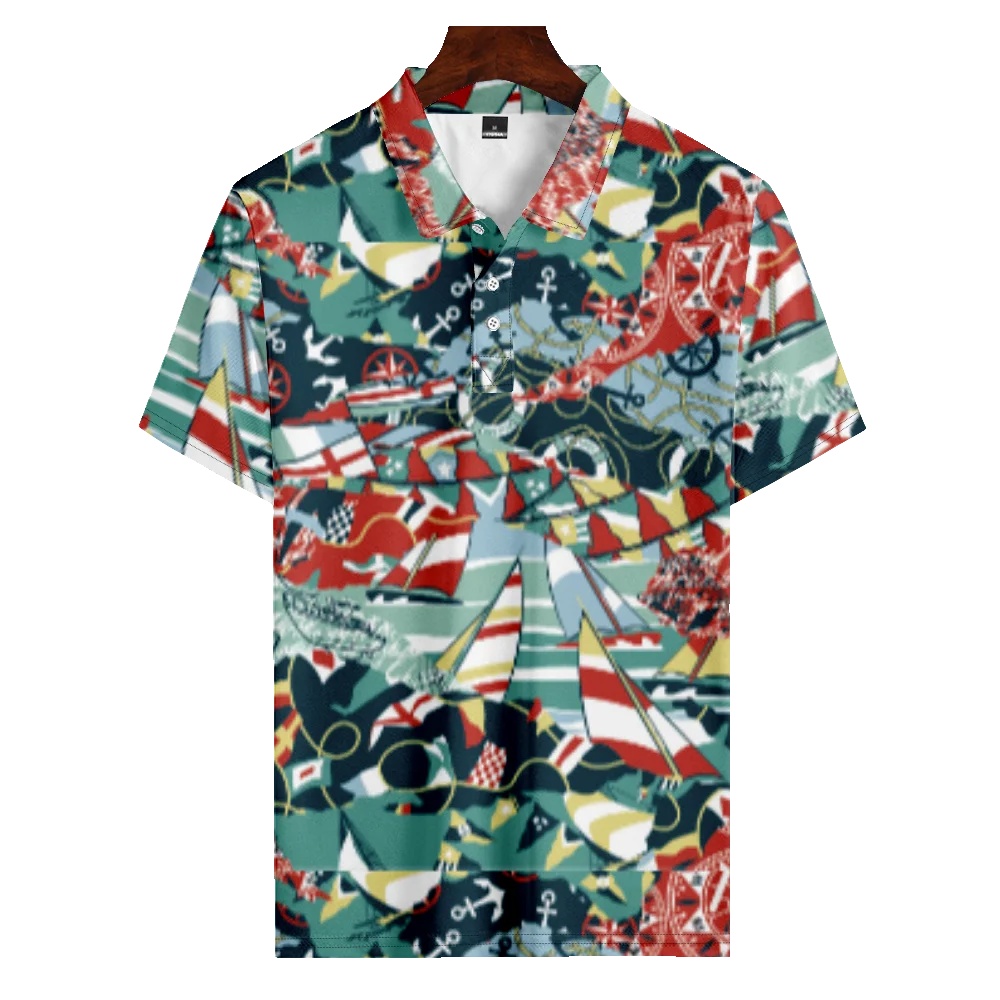 

2023 Гавайская летняя винтажная мужская рубашка-поло в форме алмаза с рисунком, мужская повседневная одежда с коротким рукавом, мужские топы 2
