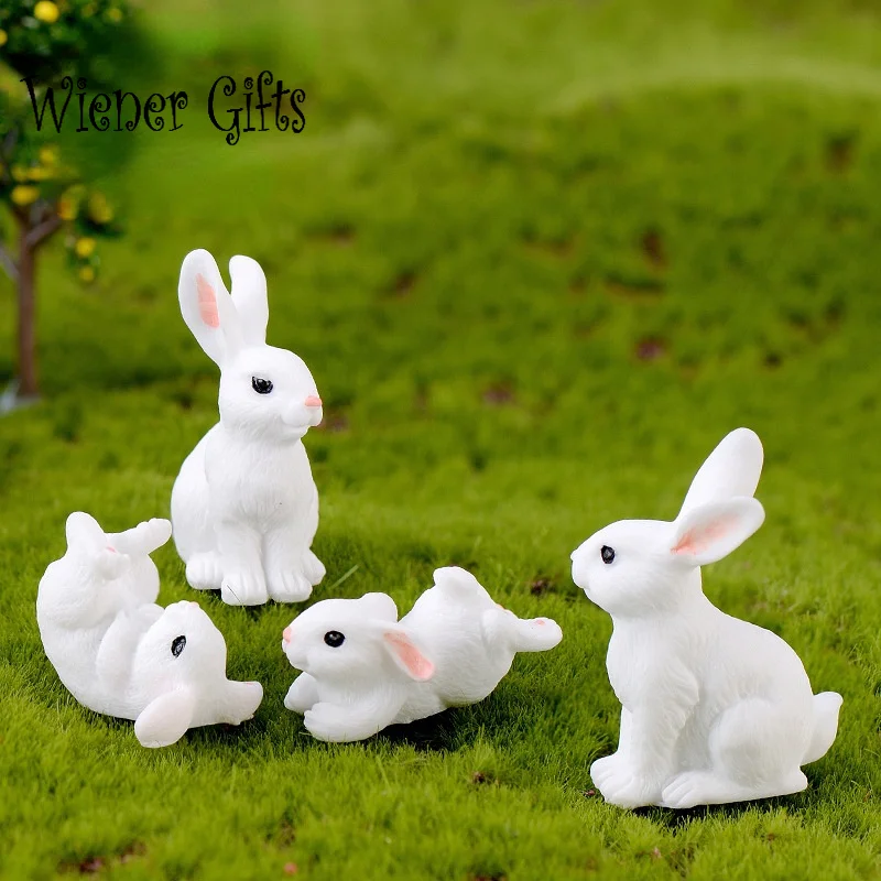 

Милые полимерные искусственные миниатюрные Ландшафтные украшения, миниатюрные фигурки мини-кроликов, украшение для дома, Пасхальный подар...