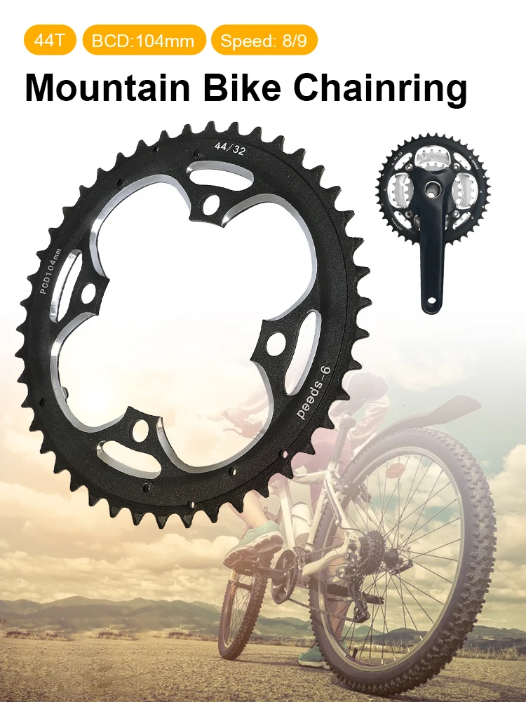 

44T Narrow Wide Chainring 104BCD Round Narrow Wide Chainring MTB Mountain Bike Bicycle Crankset Tooth Plate Parts For 8 9 Speed