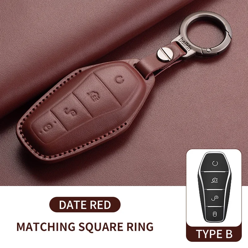 

Кожаный чехол для автомобильного дистанционного ключа BYD, чехол Tang EV600 Han EV Yuan ATTO 3, аксессуары для ключей Song PLUS Pro MAX DMI Qin