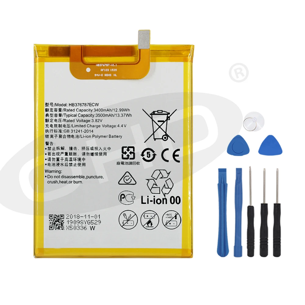 

OHD Original High Capacity Replacement Battery HB376787ECW For Huawei Honor V8 3400/3500mAh + Free Tools
